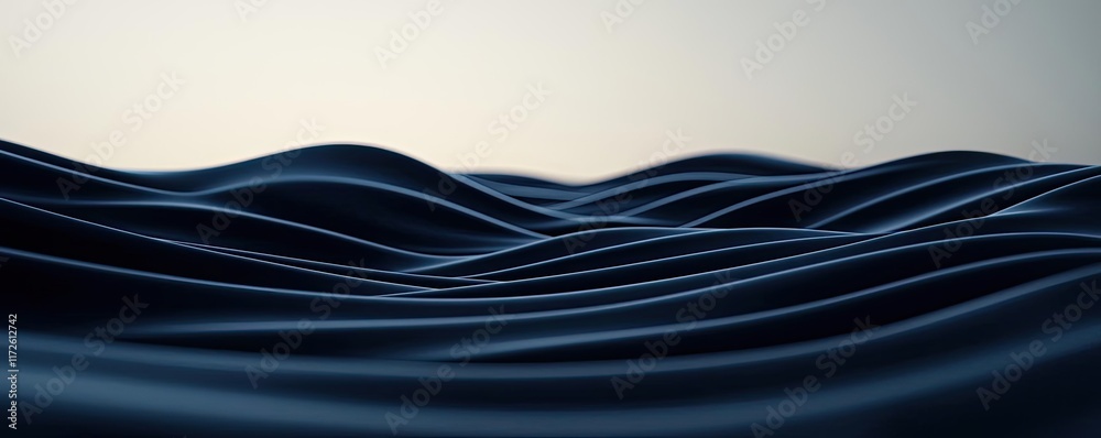 Poster Waves abstract background idea. Serene ocean waves in deep blue tones create a tranquil and calming atmosphere.