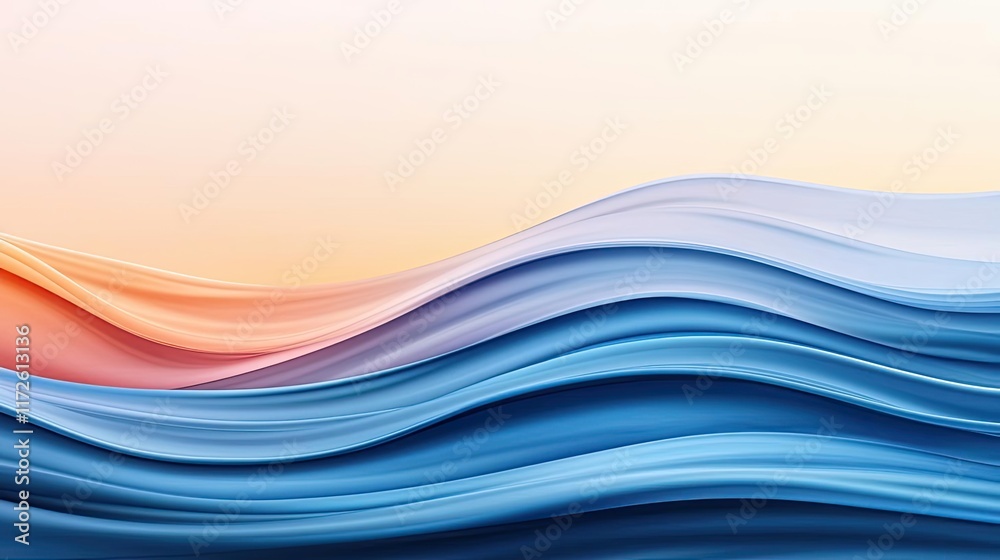 Aufkleber Waves abstract background idea. Abstract wave patterns in soft hues create a calming visual effect.