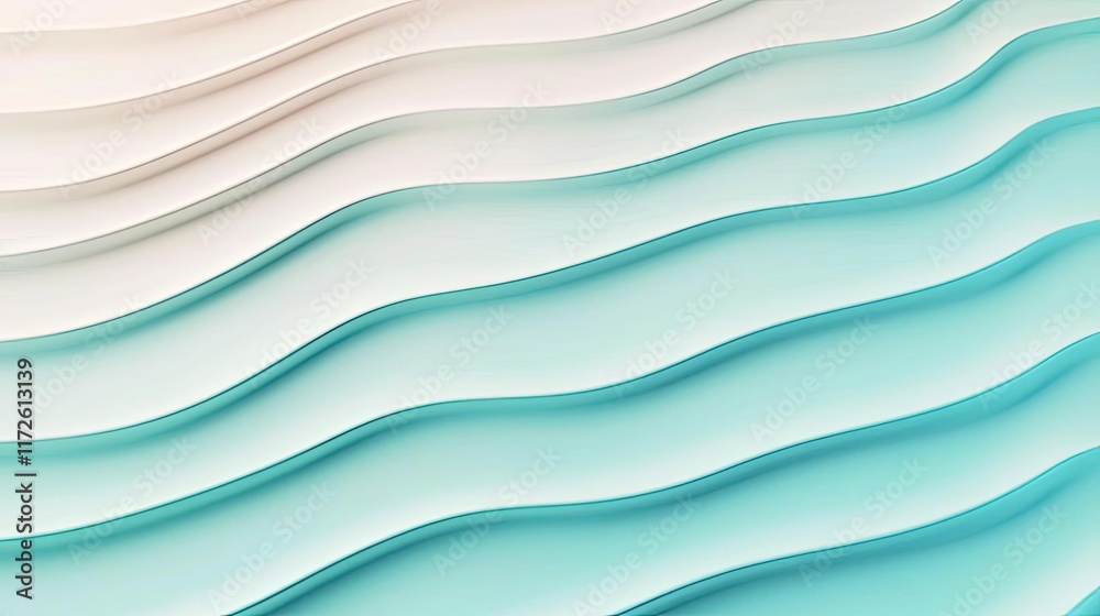 Poster Waves abstract background idea. Abstract background featuring smooth, wavy patterns in soft colors creating a tranquil effect.