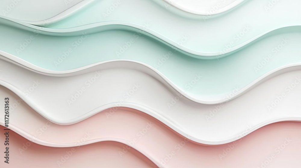 Aufkleber Waves abstract background idea. Abstract wave pattern in pastel colors creating a soothing and modern visual effect.