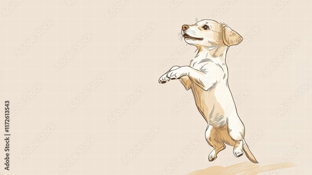 Aufkleber joyful puppy jumping in excitement during a sunny day at home in a light and cheerful atmosphere. ge