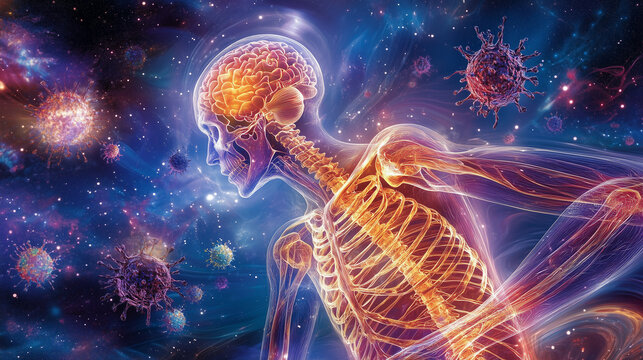 Futuristic illustration of a human body with a glow