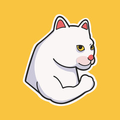 Fototapeta premium Muscle Cat Meme Sticker T-shirt Vector Cute Illustration