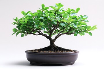 Lush Green Bonsai Tree in a Brown Pot