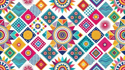 Obraz premium Vibrant geometric patterns on a bright white background, bold, geometric shapes, bold,geometric shapes