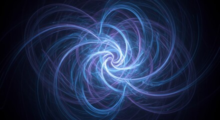 Fototapeta premium Abstract Swirling Vortex of Light Blue Energy on Black Background