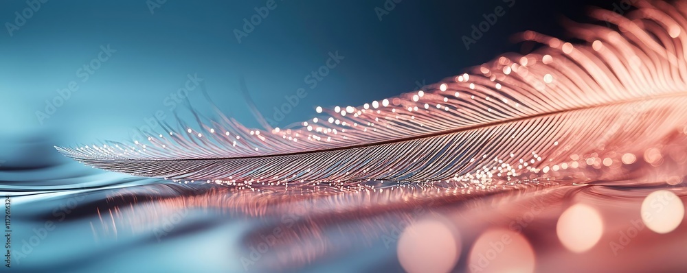 Poster feather abstract background concept. a delicate feather resting on water, capturing serene beauty an