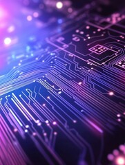 Modern tech background featuring intricate blue and purple circuitry visuals.
