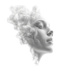 Elegant wisps of smoke on a pristine white backdrop, emphasizing simplicity and tranquility in a minimalist composition