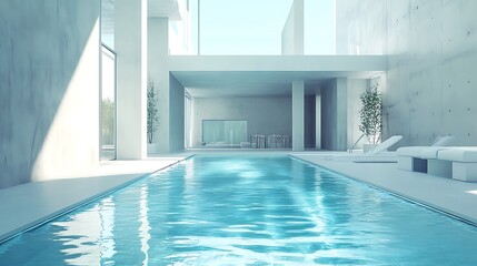 Obraz premium Serene Indoor Pool in Modern Minimalist Home