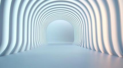 Smoke abstract background idea. Futuristic tunnel with soft lighting and curved walls creating an immersive space.