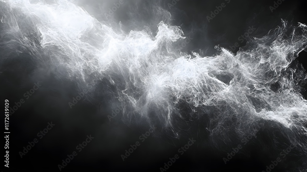 Poster abstract black and white backgrounds. an abstract image depicting a white nebula or cloud formation 