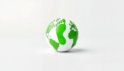 Green globe with footprint symbolizing eco-friendliness