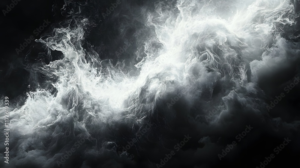 Poster abstract black and white backgrounds. abstract grayscale image of swirling clouds, creating a myster