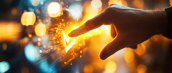 Businessman engages with growth trends in stock market dynamics through innovative visualization techniques in a vibrant setting