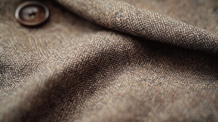 Light brown tweed suit fabric background, textured with earthy tones, offering a vintage feel.