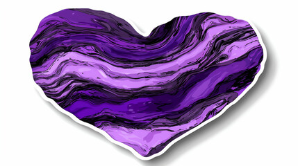 Fototapeta premium A vibrant purple marble heart shape showcasing fluid patterns and rich colors, symbolizing love and creativity.