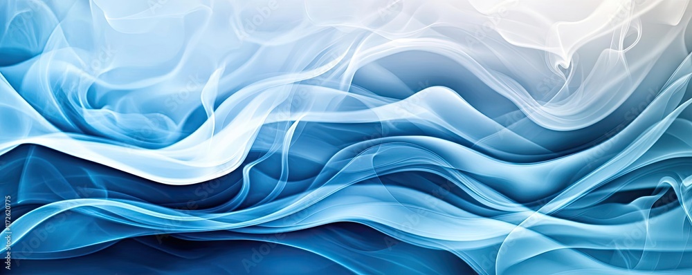 Poster smoke abstract background idea. abstract blue smoke wave patterns flowing smoothly in a serene compo