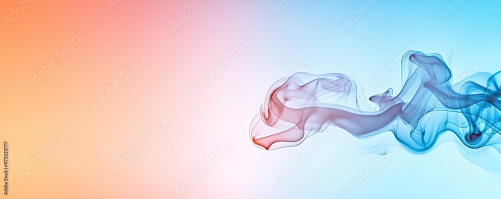 Poster smoke abstract background idea. abstract smoke waves in blue and orange create a calm and vibrant ba