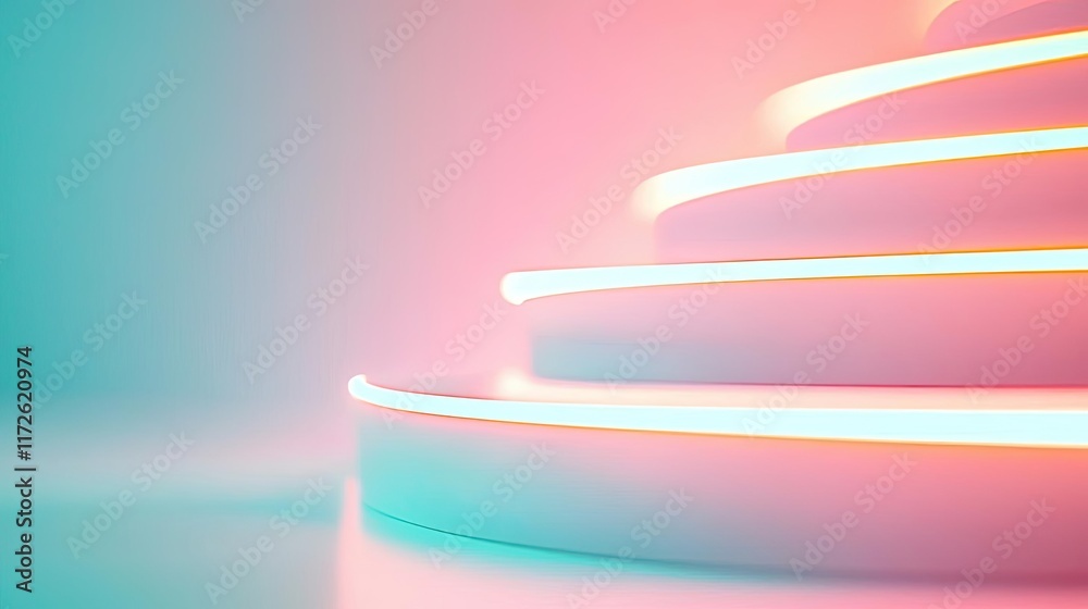 Poster soft abstract background idea. colorful abstract stairs with vibrant lights in a modern design setti