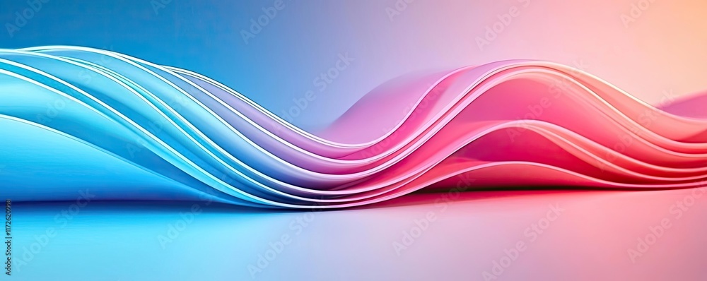 Poster Soft abstract background idea. Vibrant wave patterns in pink and blue create a modern abstract background design.