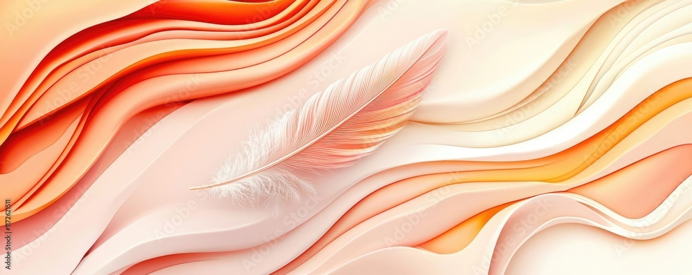 Aufkleber Feather abstract background concept. Abstract wave design with soft colors and feather patterns for modern aesthetics.