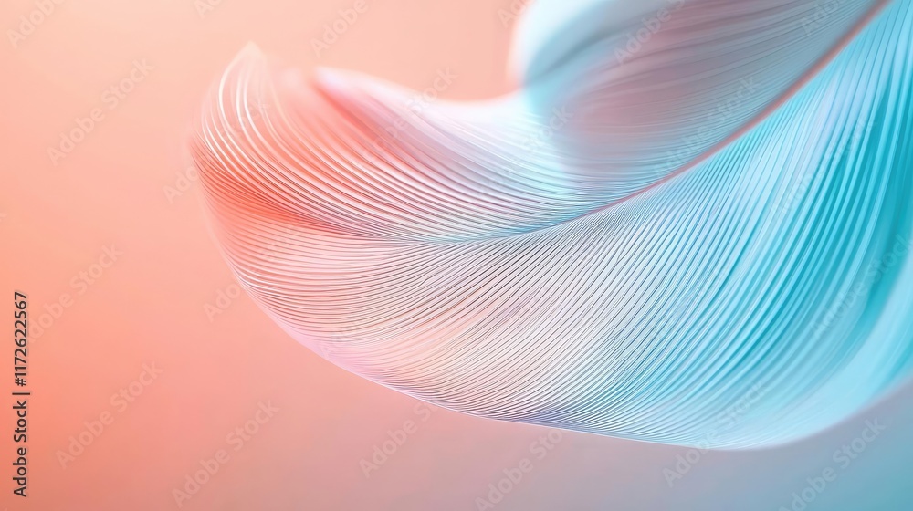 Poster Feather abstract background concept. A soft abstract design featuring delicate flowing lines in pastel colors.