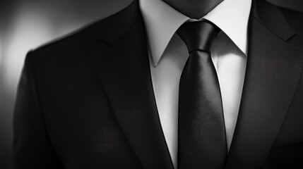 Matte black wool suit fabric, clean and minimalist, evenly lit for a sophisticated appearance.