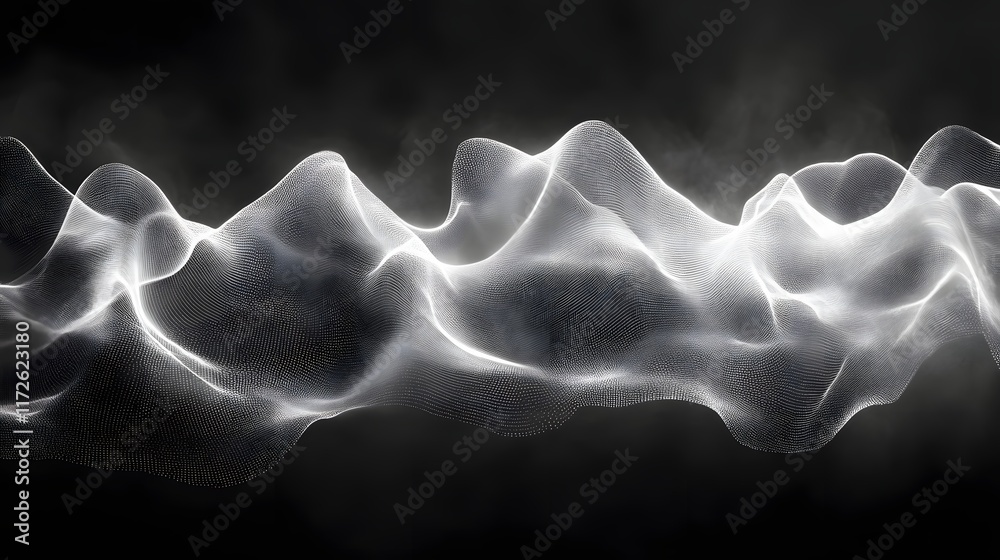 Poster abstract black and white backgrounds. abstract digital art depicting white waves on a black backgrou