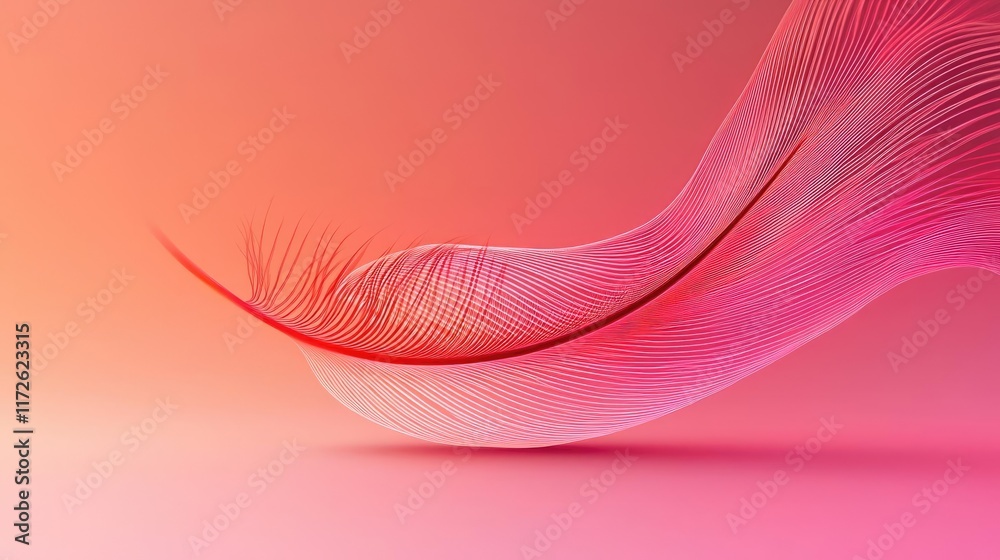 Aufkleber Feather abstract background concept. Abstract wavy patterns in soft pink hues for creative design and artistic projects.