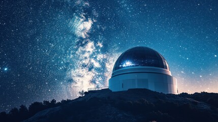 Observatory under a starry sky highlighting the beauty of the cosmos at night