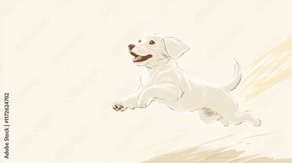 Aufkleber joyful puppy explores a sunny field with energy and excitement during a beautiful day. generative ai