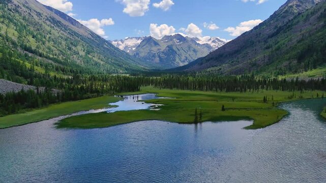 mountain Multinskoe lake in the Altai mountains in summer