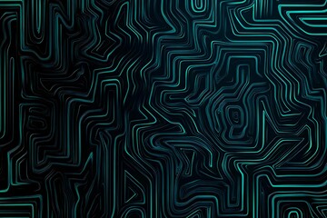 Fototapeta premium Abstract close-up of a glowing blue digital circuit board, showcasing intricate connections and technological design on a black background. 