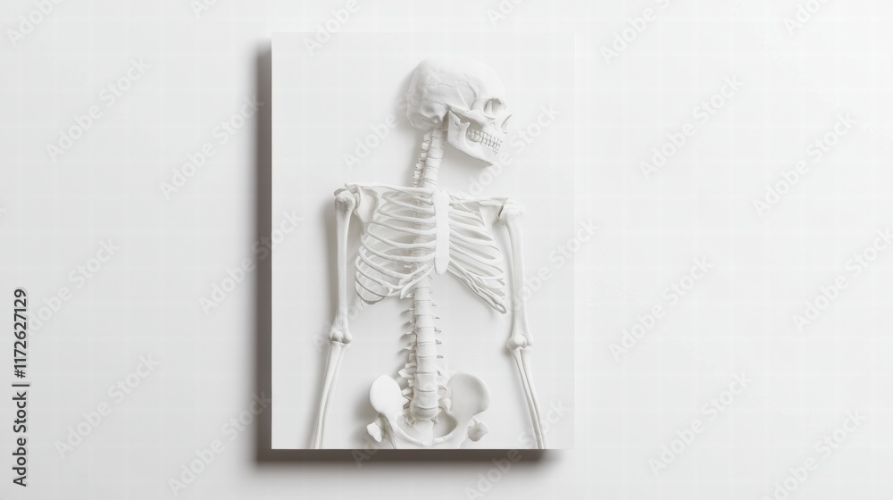 Aufkleber detailed representation of a pristine white human skeleton on a clean surface. generative ai