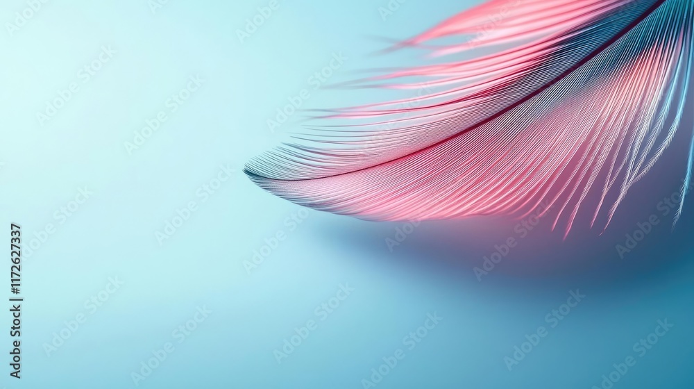 Aufkleber Feather abstract background concept. A close-up view of a colorful feather with a gradient background.