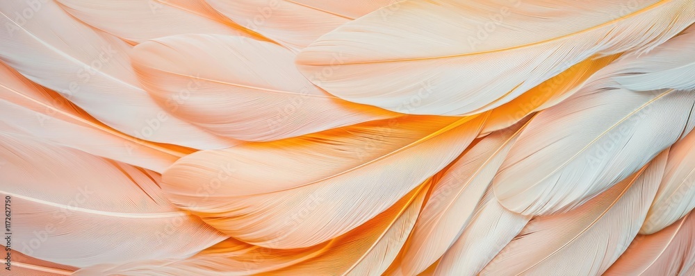 Poster feather abstract background concept. soft gradient of delicate petals in pastel colors, evoking a se