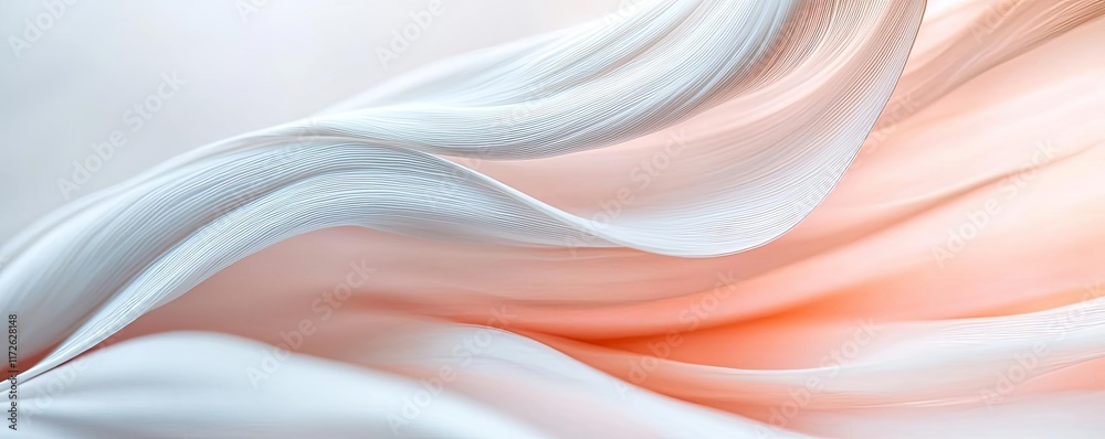 Aufkleber Feather abstract background concept. Soft flowing waves of fabric in pastel colors create a serene and calming visual experience.