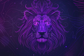 Obraz premium Astrological abstract composition with concept of Leo zodiac sign symbol, abstract vivid composition consists of fictional unreal fantastic vision on background