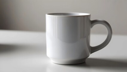 Fototapeta premium White Mug on Table: Minimalist Morning Beverage with Clean Background 