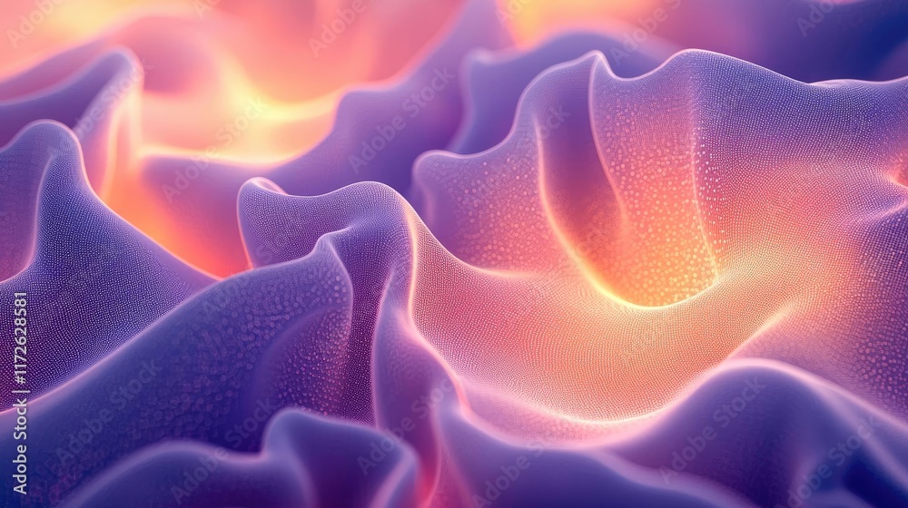 Poster Soft abstract background idea. Abstract wavy textures with vibrant colors creating a dreamy visual effect.