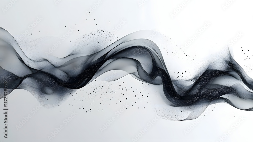 Poster abstract black and white backgrounds. abstract digital art featuring dark gray waves flowing gracefu