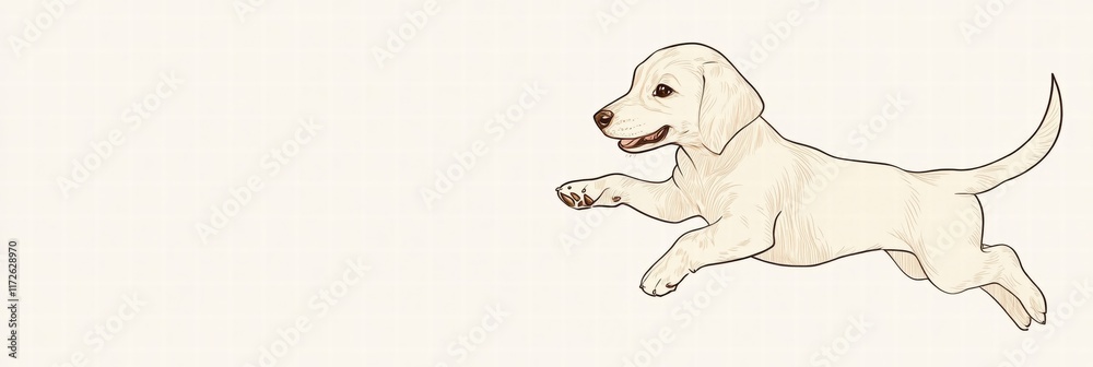 Aufkleber joyful puppy leaps energetically in a playful expression during a bright afternoon. generative ai