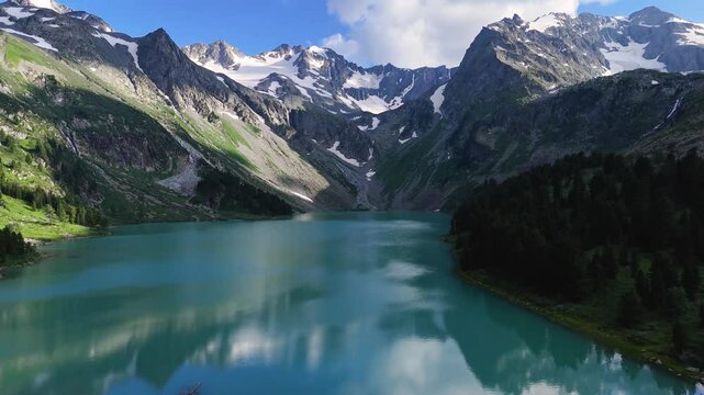 mountain Multinskoe lake in the Altai mountains in summer