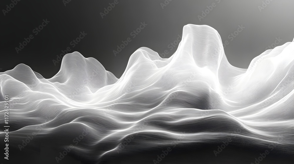 Poster abstract black and white backgrounds. abstract grayscale image depicting a flowing mountain range. d