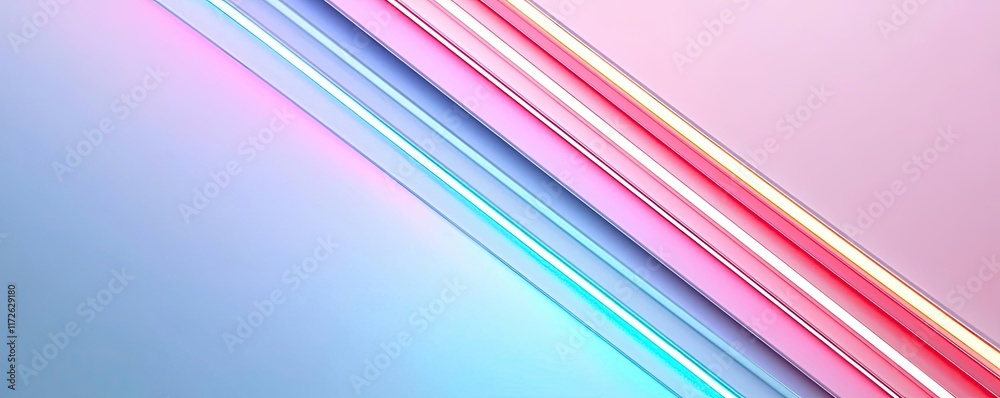 Poster Soft abstract background idea. Abstract vibrant neon lines creating a dynamic visual effect in pastel colors.