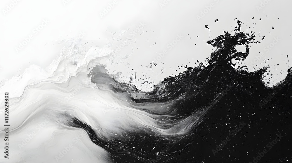 Poster abstract black and white backgrounds. a captivating monochrome abstract artwork depicting dynamic wa