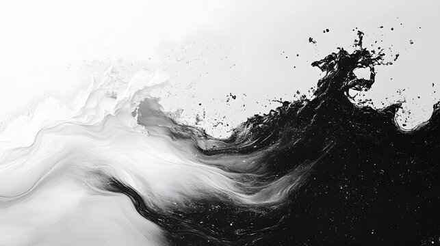 Abstract Black and White Backgrounds. A captivating monochrome abstract artwork depicting dynamic waves in contrasting black and white, showcasing fluid movement and textural richness.