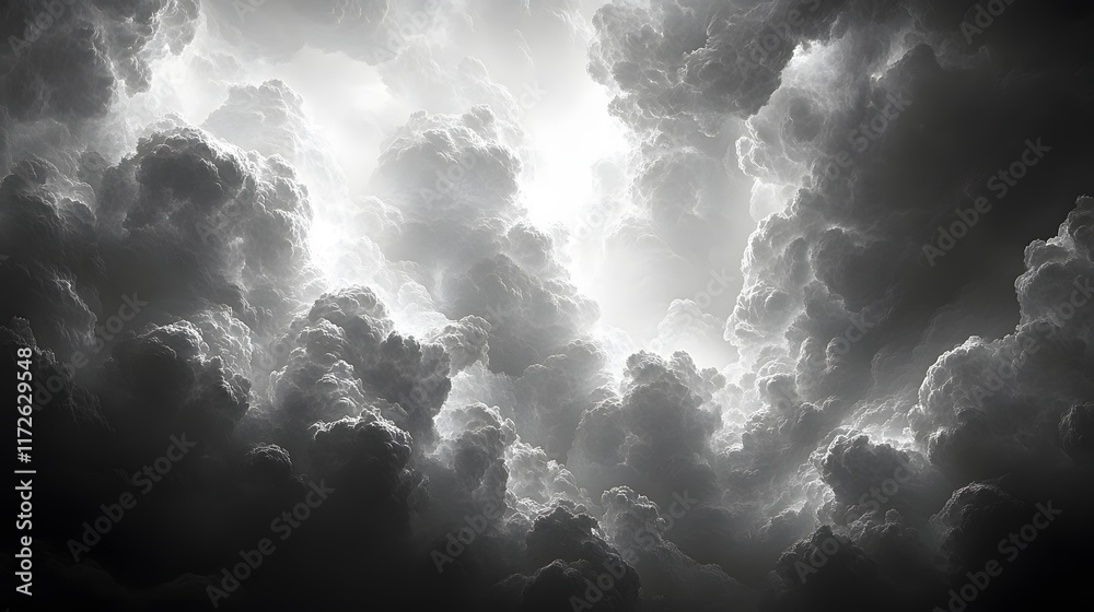 Aufkleber abstract black and white backgrounds. a breathtaking grayscale image of dense, towering clouds. the 