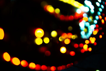 Christmas colored bokeh lights background